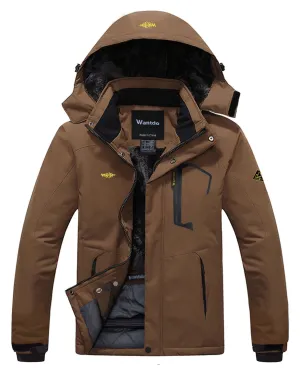 Wantdo Men's Waterproof Mountain Jacket Fleece Windproof Ski Jacket US S  Coffee S
