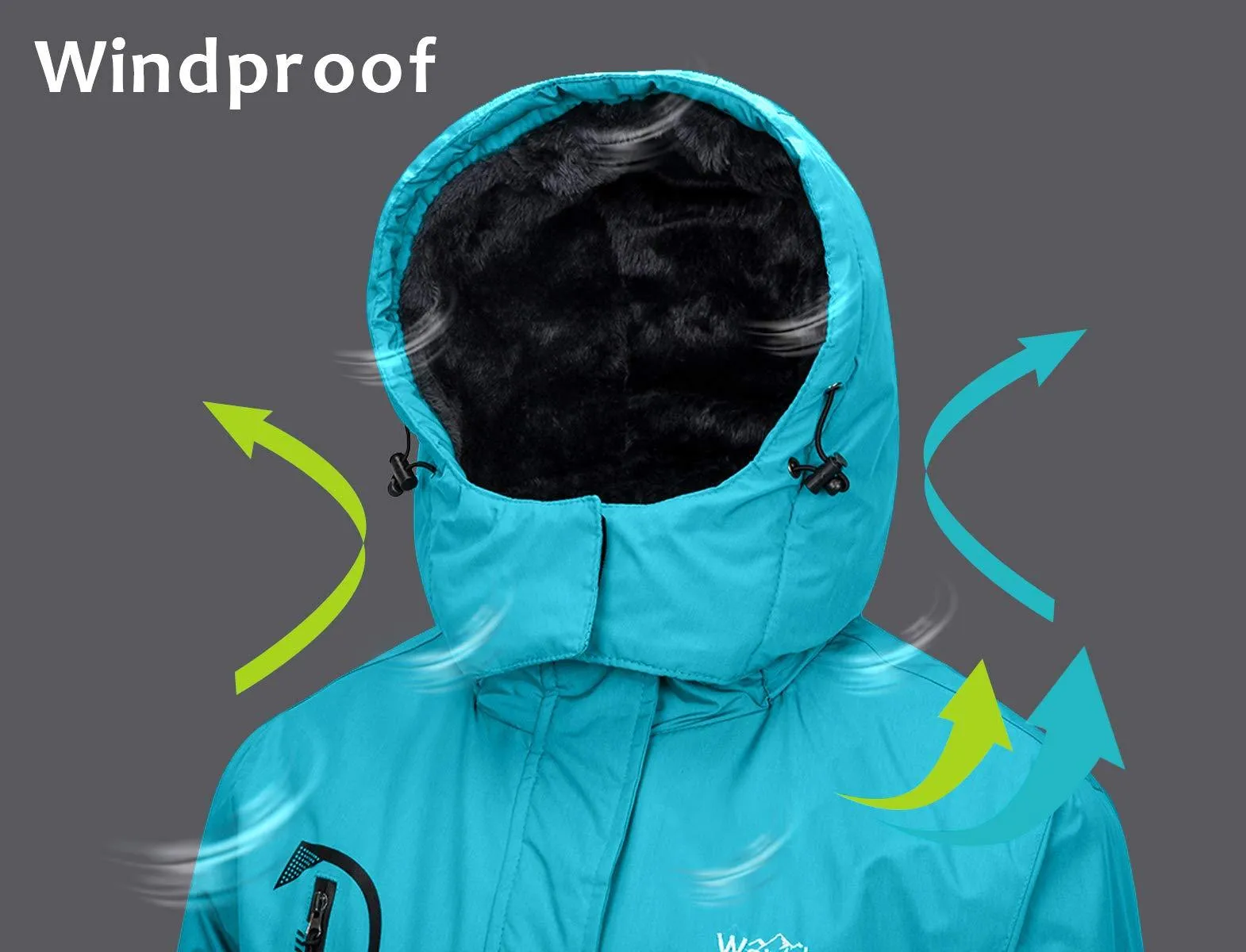 Wantdo Women's Waterproof Mountain Jacket Fleece Ski Jacket US S  Blue Small