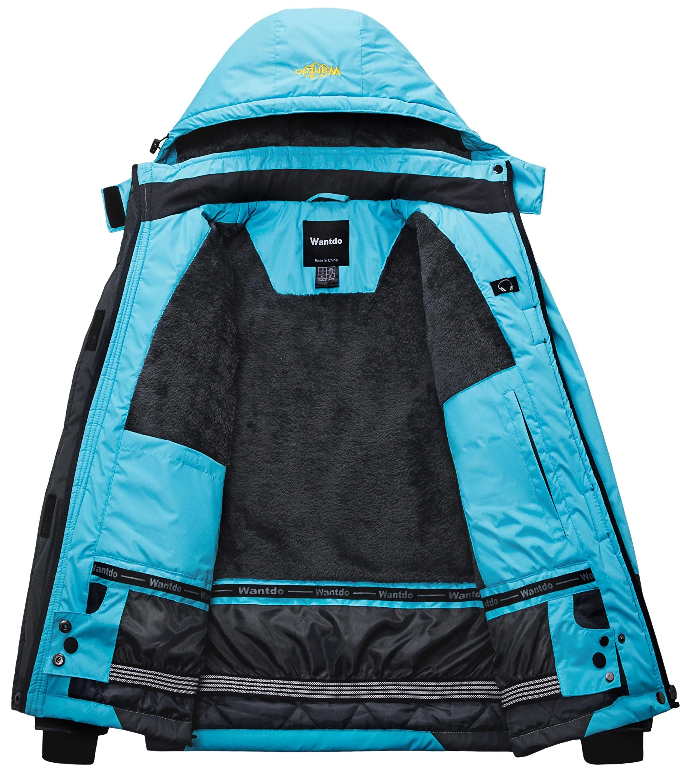 Wantdo Women's Waterproof Mountain Jacket Fleece Ski Jacket US S  Blue Small