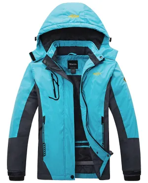 Wantdo Women's Waterproof Mountain Jacket Fleece Ski Jacket US S  Blue Small