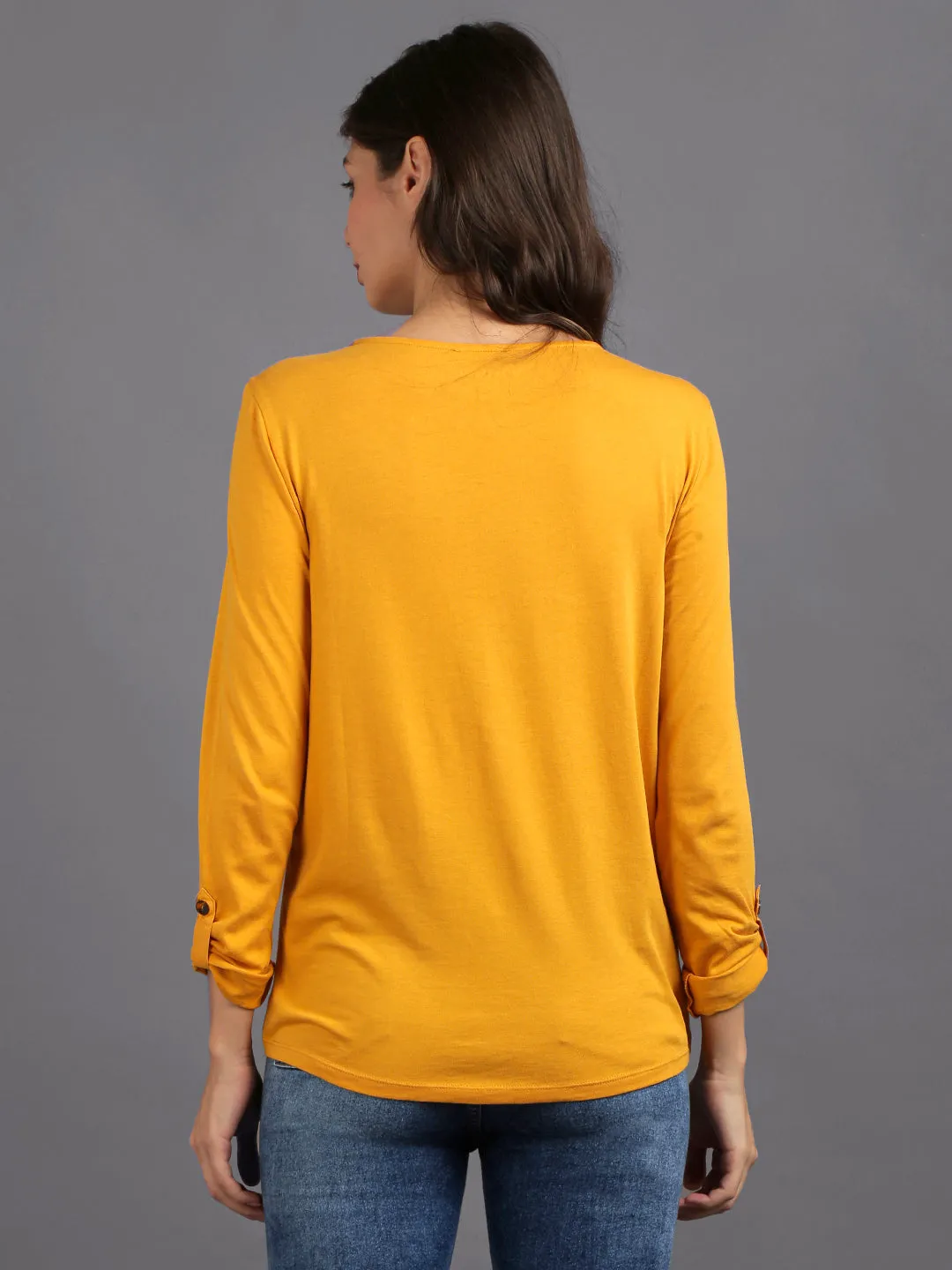 Women Solid Yellow Casual Tops
