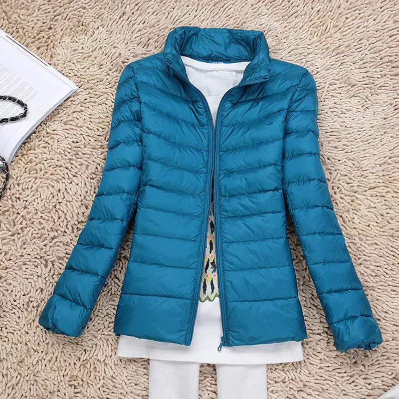 Women Winter Coat Autumn Ultralight Duck Down Jacket Slim Fit Puffer Windproof Outerwear