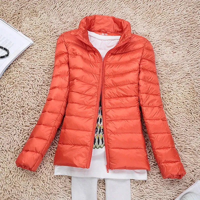 Women Winter Coat Autumn Ultralight Duck Down Jacket Slim Fit Puffer Windproof Outerwear
