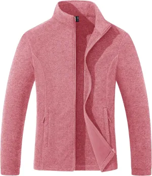Women's Fleece Jacket Zip Up Coat Lightweight Soft Warm Long Sleeve Jackets with Pockets for Winter