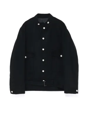 WOOL BEAVER WAIST BUCKLE STAND COLLAR BLOUSON